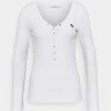 Abercrombie & Fitch ICON HENLEY - Long Sleeved Top - White