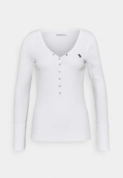 Abercrombie & Fitch ICON HENLEY - Long Sleeved Top - White