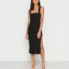 Abercrombie & Fitch WIDE STRAP MIDI DRESS - Jersey Dress - Black