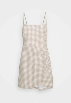 Abercrombie & Fitch BARE WRAP SHORT DRESS - Day Dress - White/tan