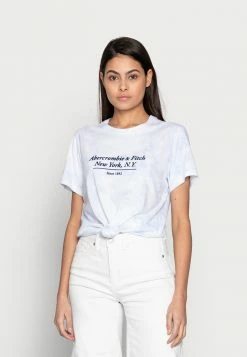 Abercrombie & Fitch RELAXED - Print T-shirt - Light Blue