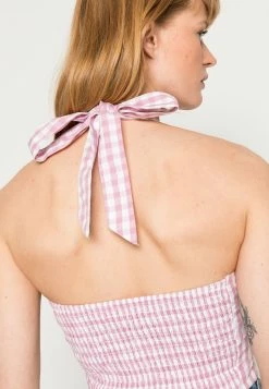 Abercrombie & Fitch BARE SCARF HALTER - Top - Pink Check -Abercrombie & Fitch Shop 04bd4c5143a5479fa1e836570d56a801