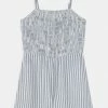 Abercrombie & Fitch SMOCKED ROMPER - Jumpsuit - Classic White/blue