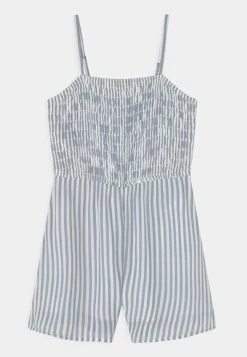 Abercrombie & Fitch SMOCKED ROMPER - Jumpsuit - Classic White/blue