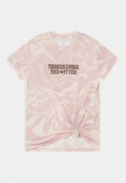 Abercrombie & Fitch KNOT FRONT TECH CORE PATTERN - Print T-shirt - Pink Marble