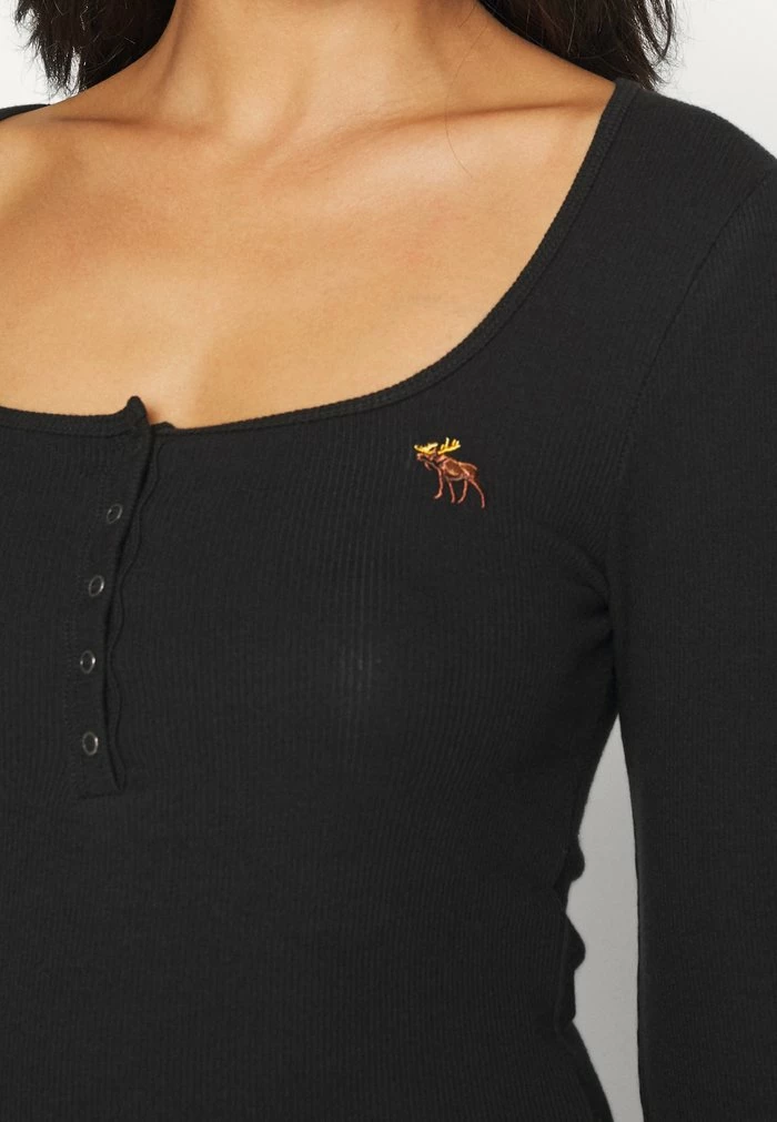 Abercrombie & Fitch ICON HENLEY - Long Sleeved Top - Black Beauty 5 Abercrombie & Fitch ICON HENLEY - Long Sleeved Top - Black Beauty - Image 5