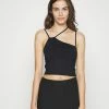 Abercrombie & Fitch SEAMLESS ASYM STRAPPY CAMI - Top - Black