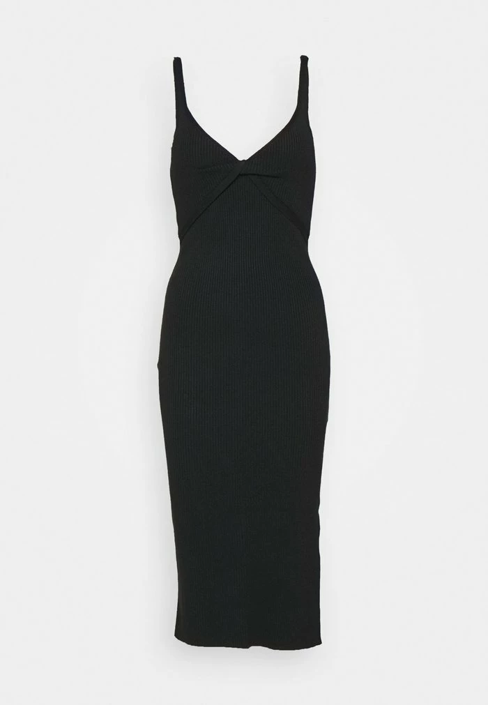 Abercrombie & Fitch TWIST FRONT MIDI DRESS - Jumper Dress - Black 1 Abercrombie & Fitch TWIST FRONT MIDI DRESS - Jumper Dress - Black