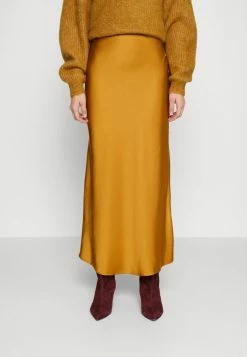 Abercrombie & Fitch SLINKY BIAS MAXI - Maxi Skirt - Gold-coloured