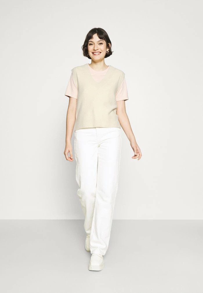 Abercrombie & Fitch CROPPED VEST WEBEX - Jumper - Wood Ash Tan 2 Abercrombie & Fitch CROPPED VEST WEBEX - Jumper - Wood Ash Tan - Image 2