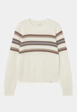 Abercrombie & Fitch SLIM CREWNECK PATTERN - Jumper - Cream
