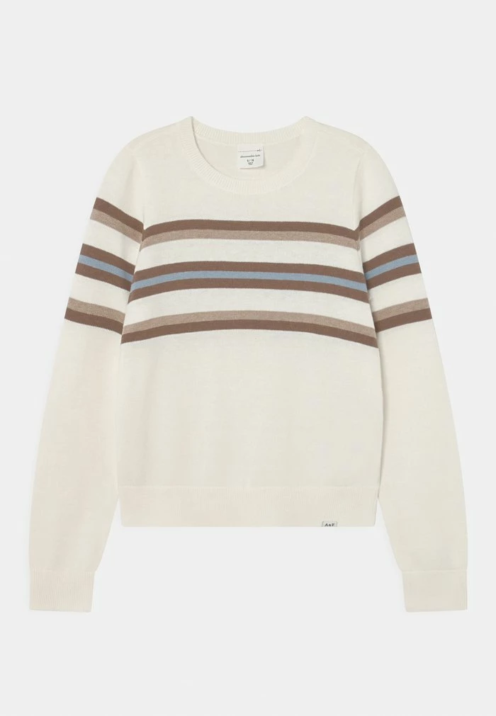 Abercrombie & Fitch SLIM CREWNECK PATTERN - Jumper - Cream 1 Abercrombie & Fitch SLIM CREWNECK PATTERN - Jumper - Cream
