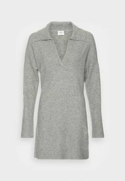 Abercrombie & Fitch NOTCH NECK - Jumper Dress - Gray Heather