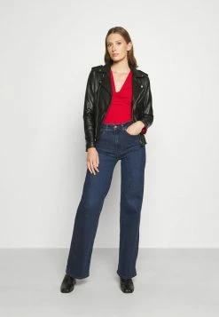 Abercrombie & Fitch CINCH FRONT VNECK - Blouse - Red