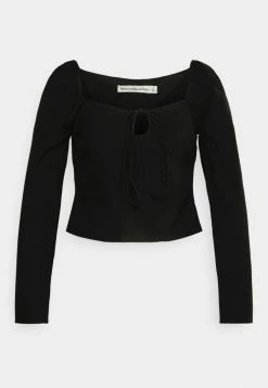 Abercrombie & Fitch CHASE SLIM KEYHOLE TOP - Long Sleeved Top - Black -Abercrombie & Fitch Shop 1358ae2c520d45789ecb2cb053093d61