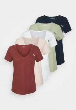 Abercrombie & Fitch WHOLESALE 5 PACK - Basic T-shirt - White/hot Chocolate/pink/seagrass/navy -Abercrombie & Fitch Shop 144df9f9c0b94a07aa2b585730e2034b