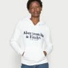 Abercrombie & Fitch HERITAGE LOGO POPOVER - Sweatshirt - White