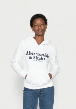 Abercrombie & Fitch HERITAGE LOGO POPOVER - Sweatshirt - White