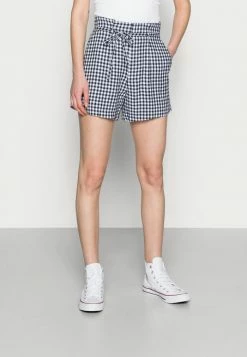 Abercrombie & Fitch BELTED SHORT GINGHAM - Shorts - Navy And White Gingham