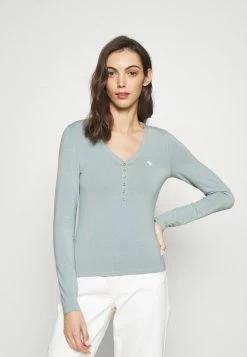 Abercrombie & Fitch MOOSE LUXE SCOOP - Long Sleeved Top - Blue