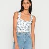 Abercrombie & Fitch BARE CORSET SET TOP - Blouse - White Print