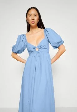 Abercrombie & Fitch PUFF SLEEVE HARDWARE MIDI - Day Dress - Della Robbia Blue -Abercrombie & Fitch Shop 1a379d0e067a4c24ba0601163cd649b1