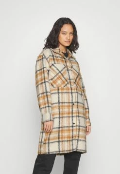 Abercrombie & Fitch NEW LONG SHACKET - Short Coat - Cream Plaid