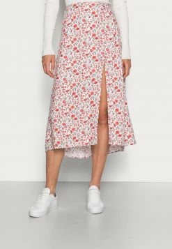 Abercrombie & Fitch WEBEX SLIT MIDI CHASE - A-line Skirt - White