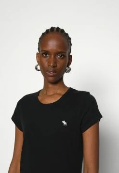 Abercrombie & Fitch ICON CREW NECK TEE - Basic T-shirt - Black -Abercrombie & Fitch Shop 1f47ec99cdc04a32b2ffb15e1e5dd1c2