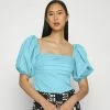 Abercrombie & Fitch HIGH NECK CUT OUT - Blouse - Delphinnium Blue