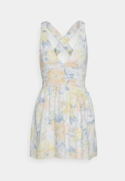 Abercrombie & Fitch PLUNGE SCRUNCHIE STRAP SKORT - Day Dress - White/yellow -Abercrombie & Fitch Shop 2111e9ac5ba94775bbb2d5f9c72c65cf