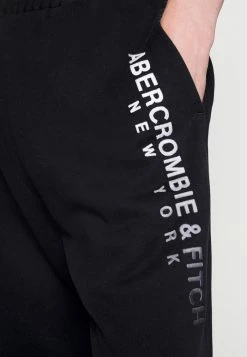 Abercrombie & Fitch LARGE SCALE STRAIGHT LEG - Tracksuit Bottoms - Casual Black -Abercrombie & Fitch Shop 21fd8f30525c457aa3f8d42d42a7c5a4