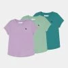 Abercrombie & Fitch CORE CREW TEE 3 PACK - Basic T-shirt - Orchid Bloom/green Blue State/grayed Jade