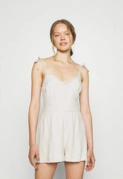 Abercrombie & Fitch MICRORUFFLE BARE ROMPER - Jumpsuit - Off-white