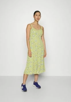 Abercrombie & Fitch BUTTON THROUGH SLIM MIDI - Maxi Dress - Green
