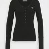 Abercrombie & Fitch ICON HENLEY - Long Sleeved Top - Black