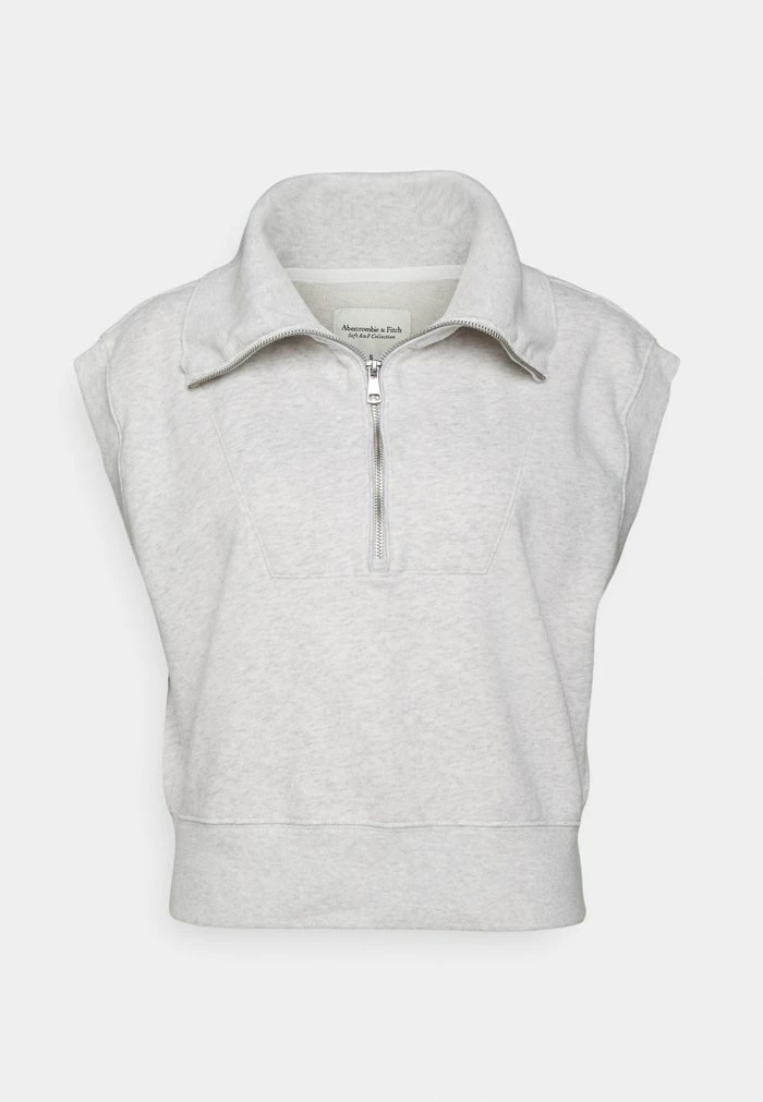 Abercrombie & Fitch CORE HALF ZIP VEST - Print T-shirt - Light Grey 1 Abercrombie & Fitch CORE HALF ZIP VEST - Print T-shirt - Light Grey
