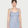 Abercrombie & Fitch BARE TIE SHOULDER SLIM WAIST MINI - Day Dress - Blue