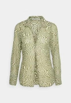 Abercrombie & Fitch ONE CLOSURE SHEER - Button-down Blouse - Green -Abercrombie & Fitch Shop 2acd69569cae42f2a8a3bf10327f8a14