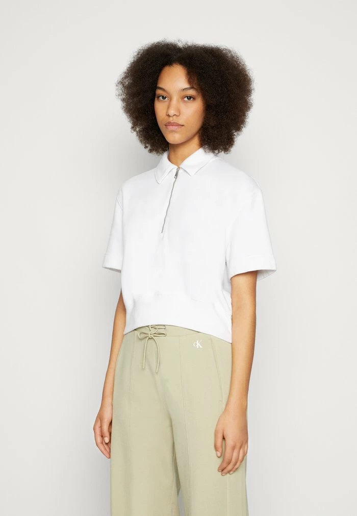 Abercrombie & Fitch ZIP POLO - Print T-shirt - Brilliant White 2 Abercrombie & Fitch ZIP POLO - Print T-shirt - Brilliant White - Image 2