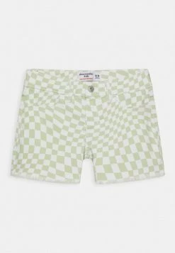 Abercrombie & Fitch CHECKERBOARD - Denim Shorts - Green, White