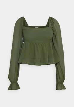 Abercrombie & Fitch CHASE EASY PUFF - Blouse - Green -Abercrombie & Fitch Shop 2ec64fcb10ce453296d8ad29274711fe