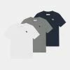 Abercrombie & Fitch 3 PACK - Basic T-shirt - White/navy/grey