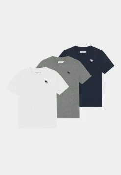 Abercrombie & Fitch 3 PACK - Basic T-shirt - White/navy/grey
