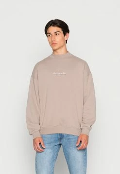 Abercrombie & Fitch MOCKNECK CREW SCRIPT - Sweatshirt - Beige
