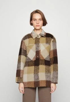 Abercrombie & Fitch NEW CLASSIC COZY SHACKET - Short Coat - Oatmeal Brown