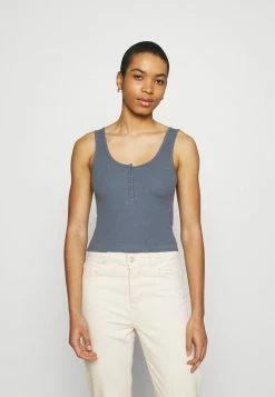 Abercrombie & Fitch BARE HENLEY TANK - Top - Medium Blue