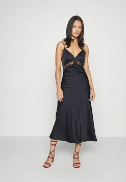 Abercrombie & Fitch DRAPY COWL NECK DRESS - Cocktail Dress / Party Dress - Black