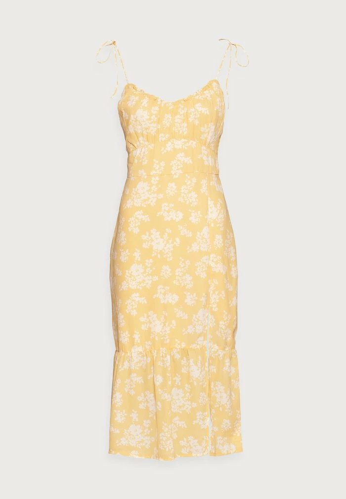 Abercrombie & Fitch SMOCKED BODICE MIDI DRESS - Day Dress - Yellow 4 Abercrombie & Fitch SMOCKED BODICE MIDI DRESS - Day Dress - Yellow - Image 4