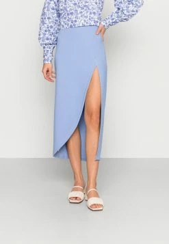 Abercrombie & Fitch TWIST FRONT MIDI - Pencil Skirt - Lavender Lustre/periwinkle Blue